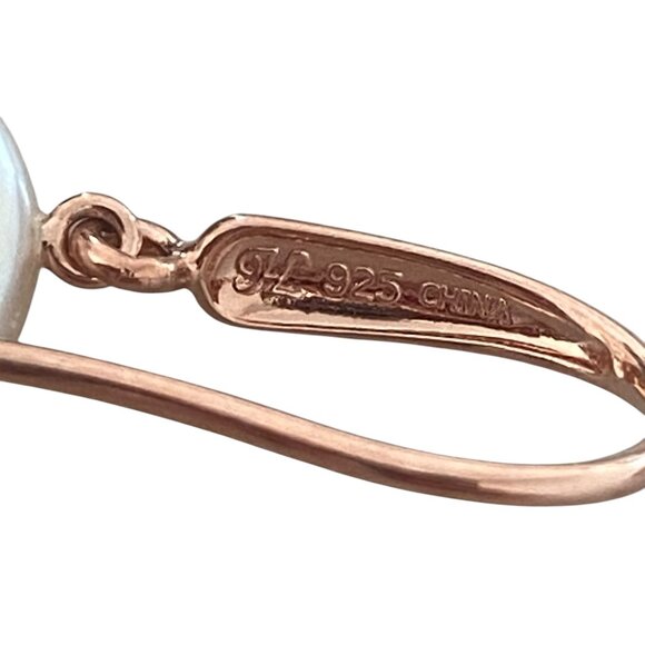 Sterling Silver 925 hook drop genuine coin pearl dangling signed rose gold - Picture 2 of 8